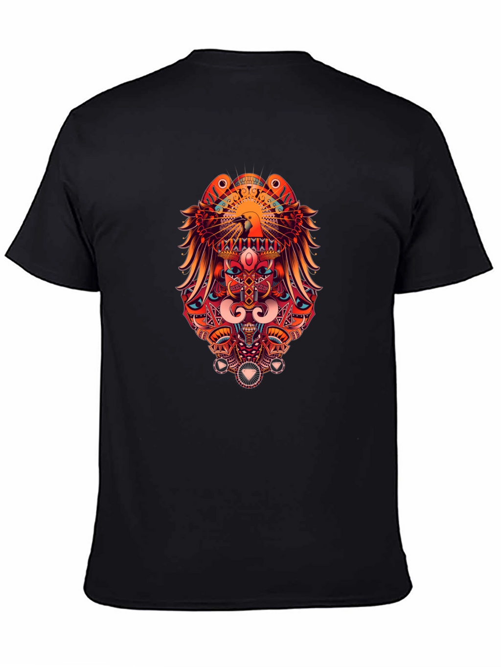 Bold Graphic Print Tee - Eagle & Geometric Design