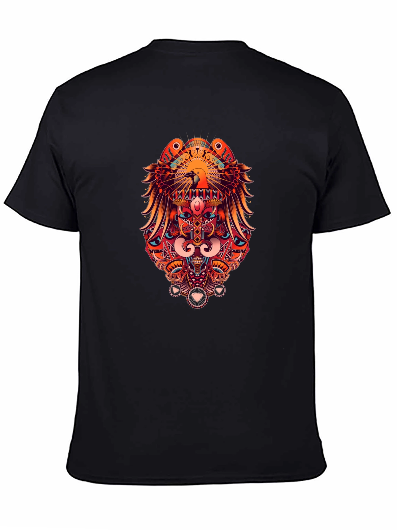 Bold Graphic Print Tee - Eagle & Geometric Design