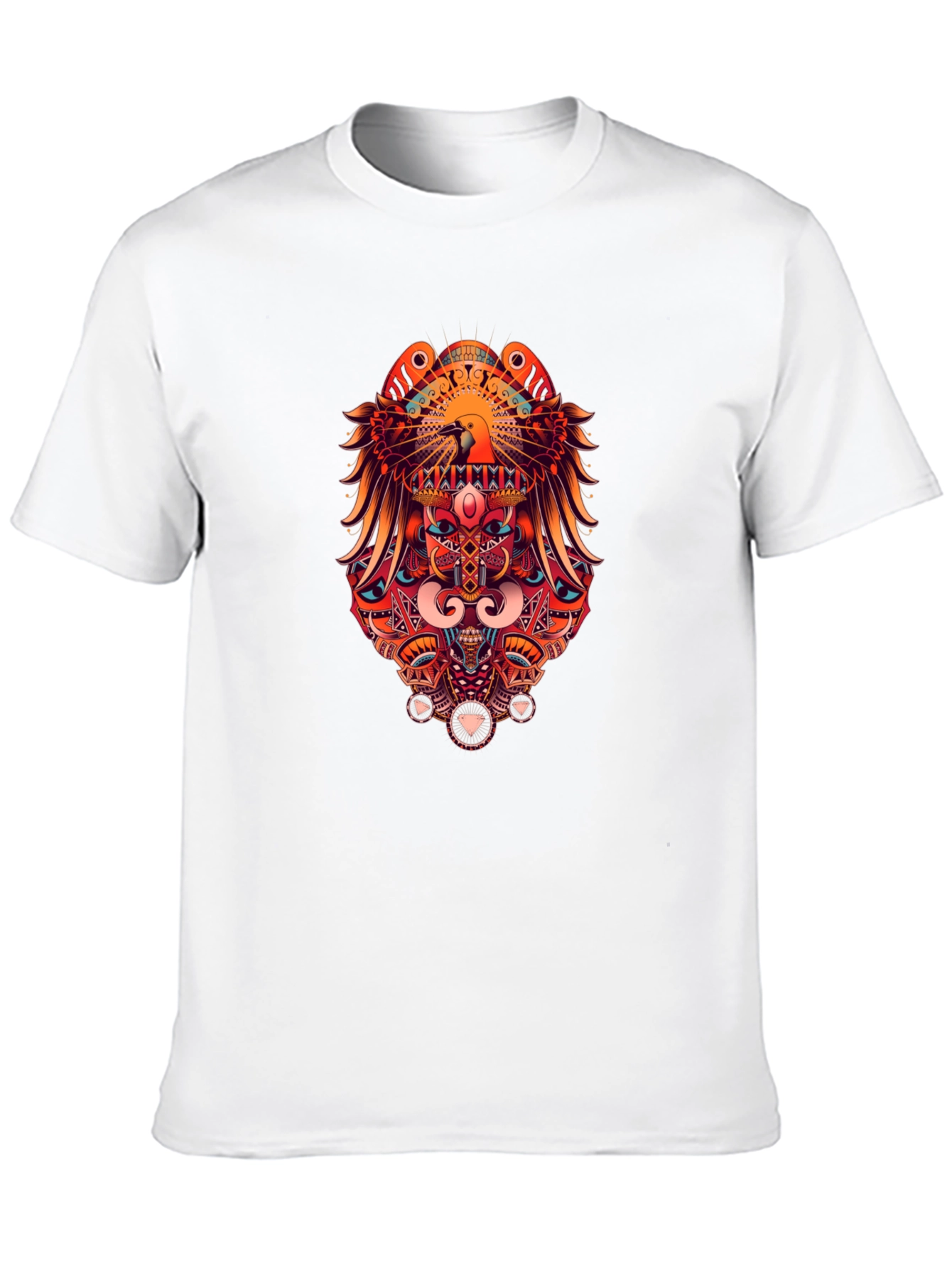 Bold Graphic Print Tee - Eagle & Geometric Design