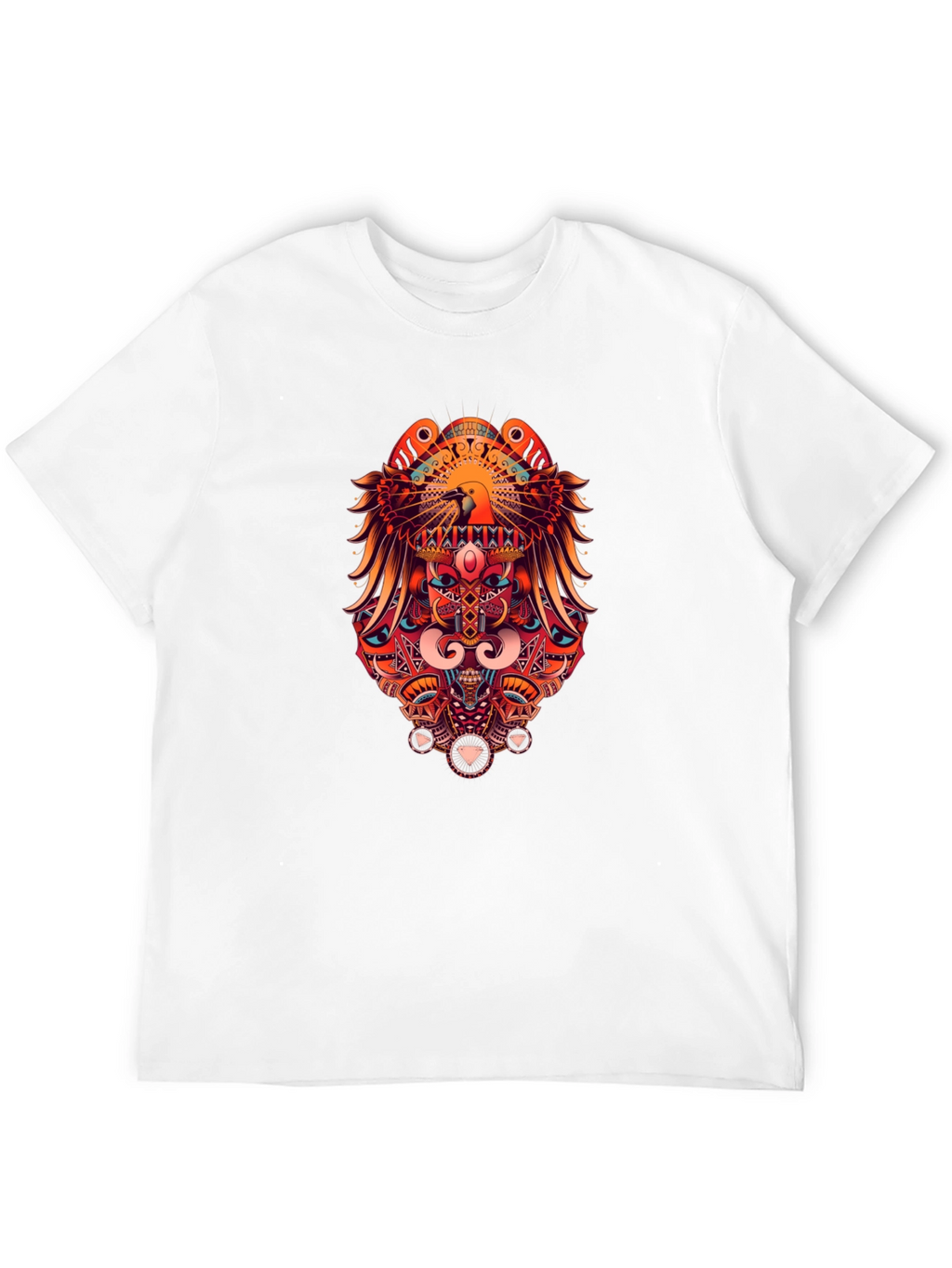 Bold Graphic Print Tee - Eagle & Geometric Design