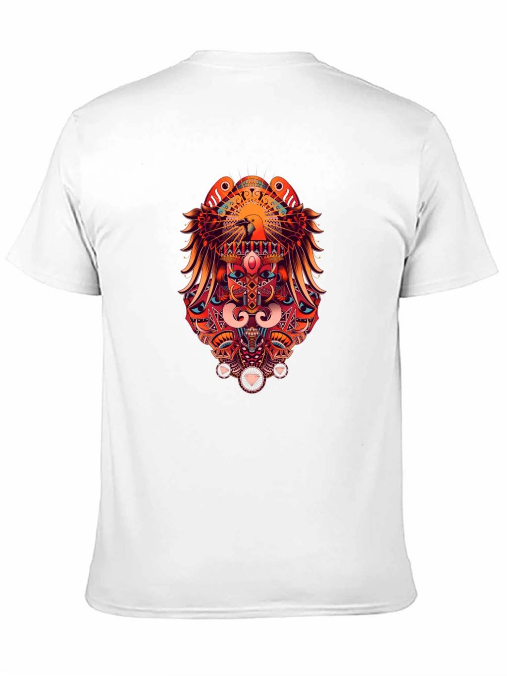 Bold Graphic Print Tee - Eagle & Geometric Design