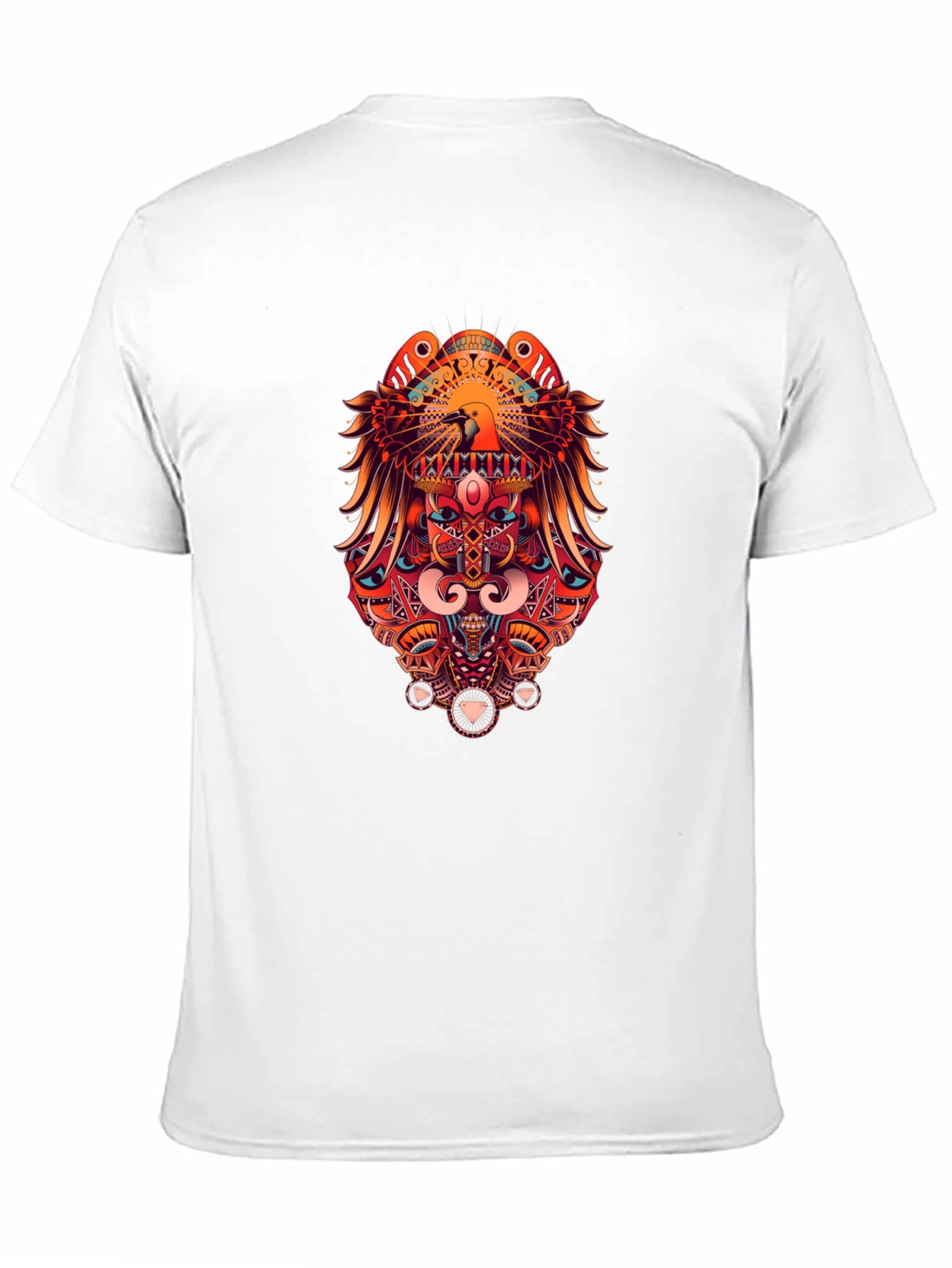 Bold Graphic Print Tee - Eagle & Geometric Design