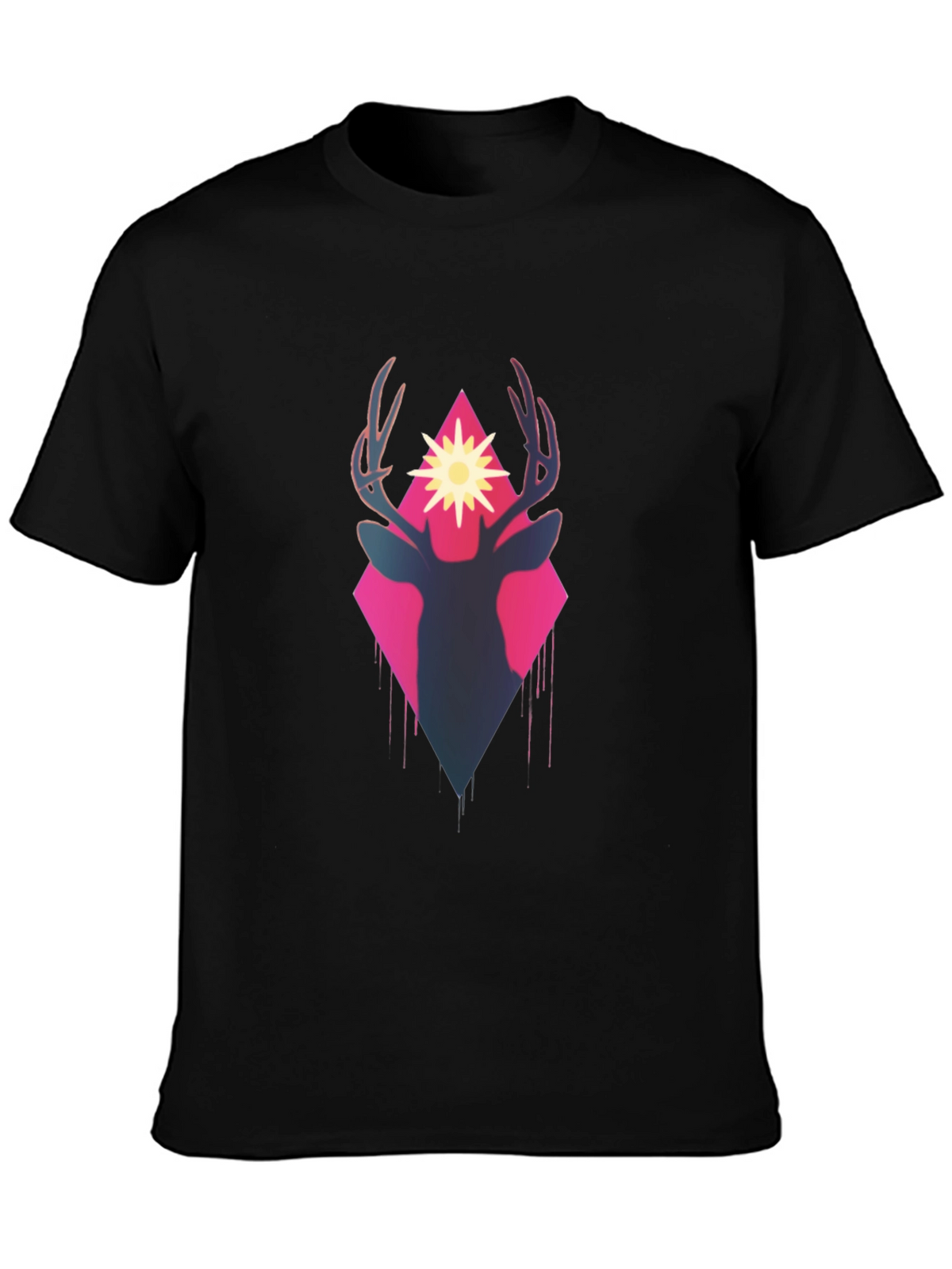 Deer Silhouette Graphic Tee - Black