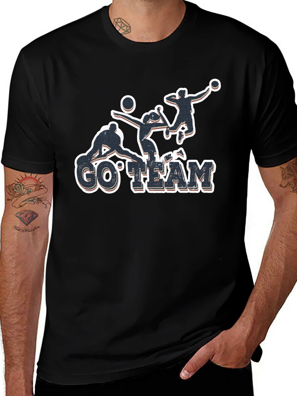 Volleyball Go Team Black T-Shirt