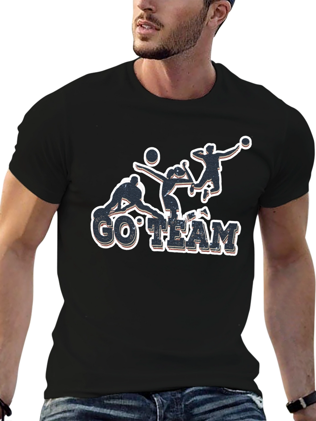 Volleyball Go Team Black T-Shirt