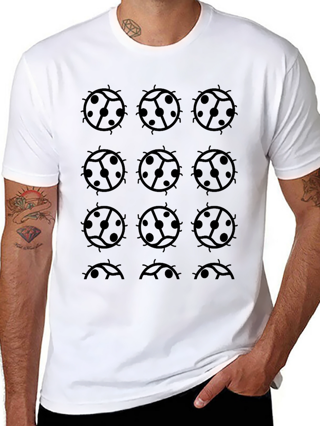 Black Ladybug Print Graphic Tee