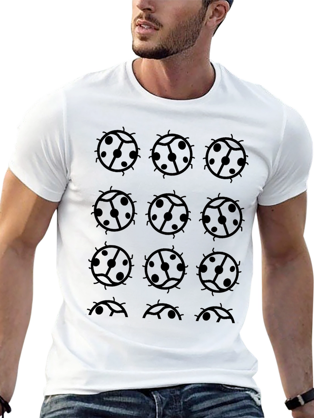Black Ladybug Print Graphic Tee