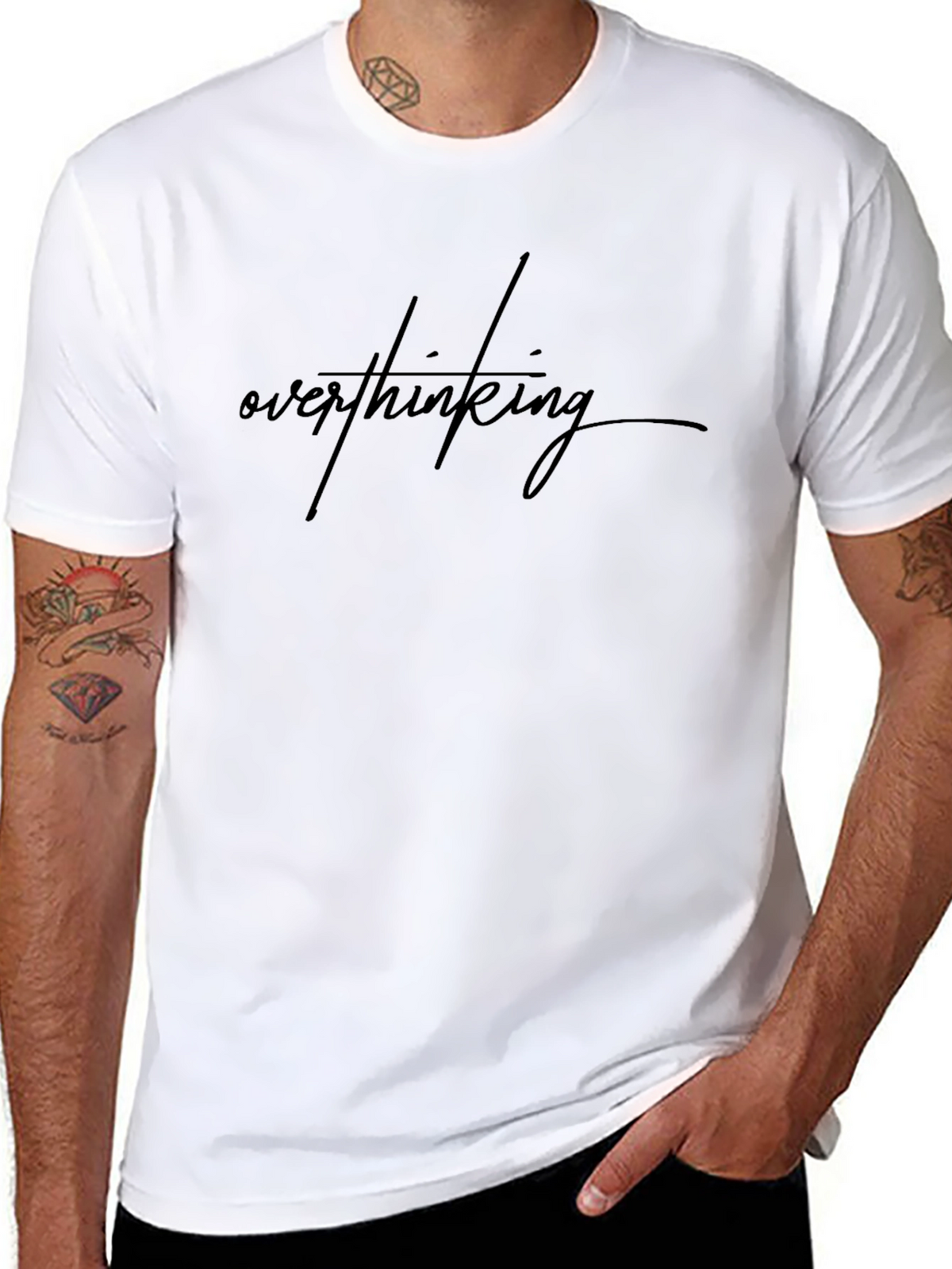 Overthinking Graphic Tee - Black Casual T-Shirt