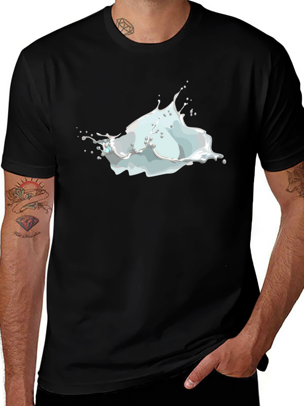 Milk Splash Graphic Tee - Mens Black T-Shirt