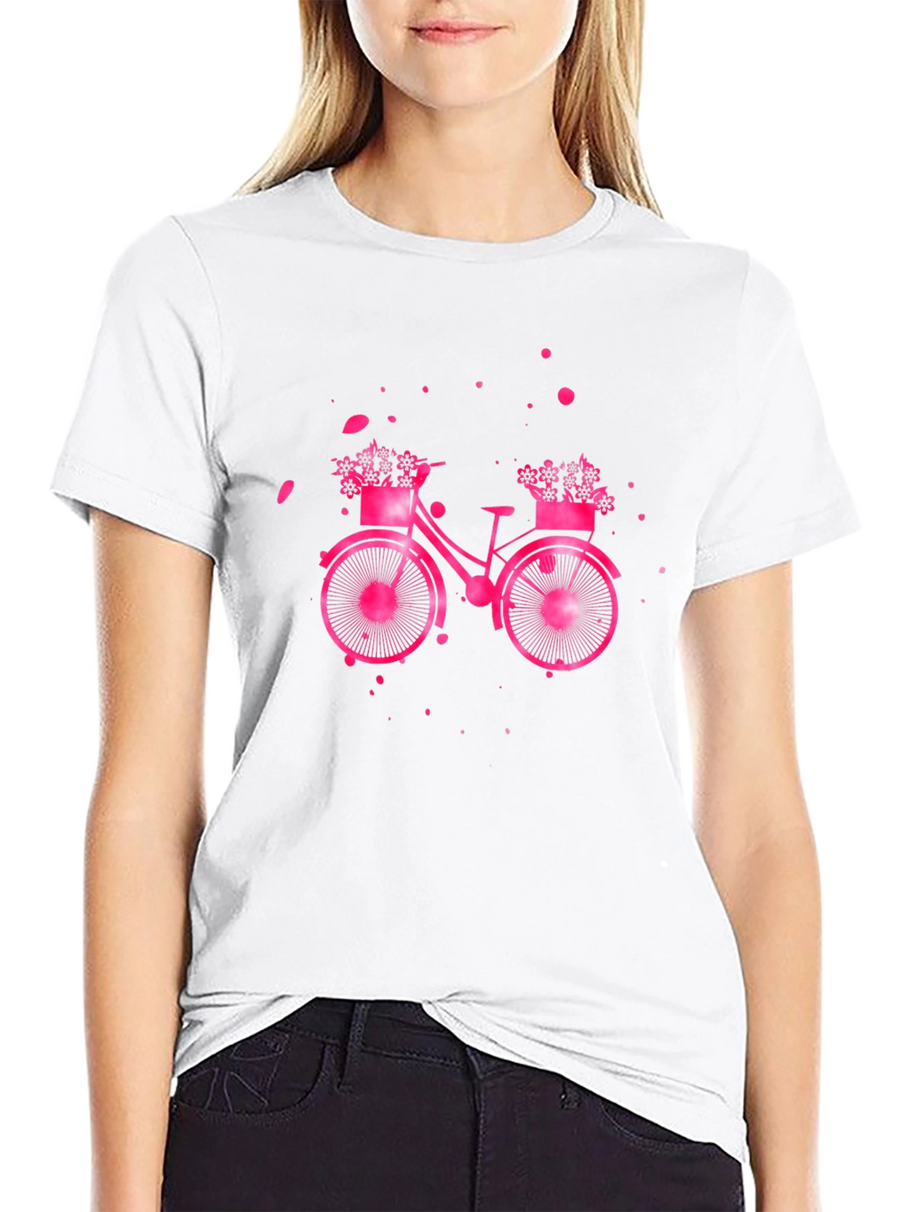 Pink Bicycle Graphic T-Shirt - Casual Wear