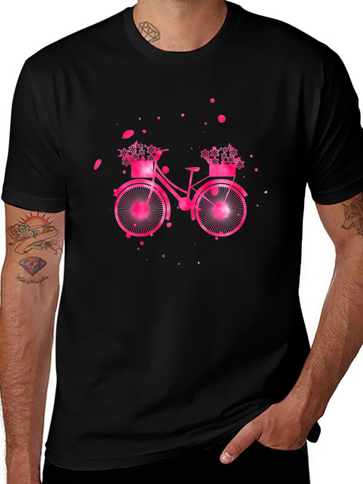 Pink Bicycle Graphic T-Shirt - Casual Wear