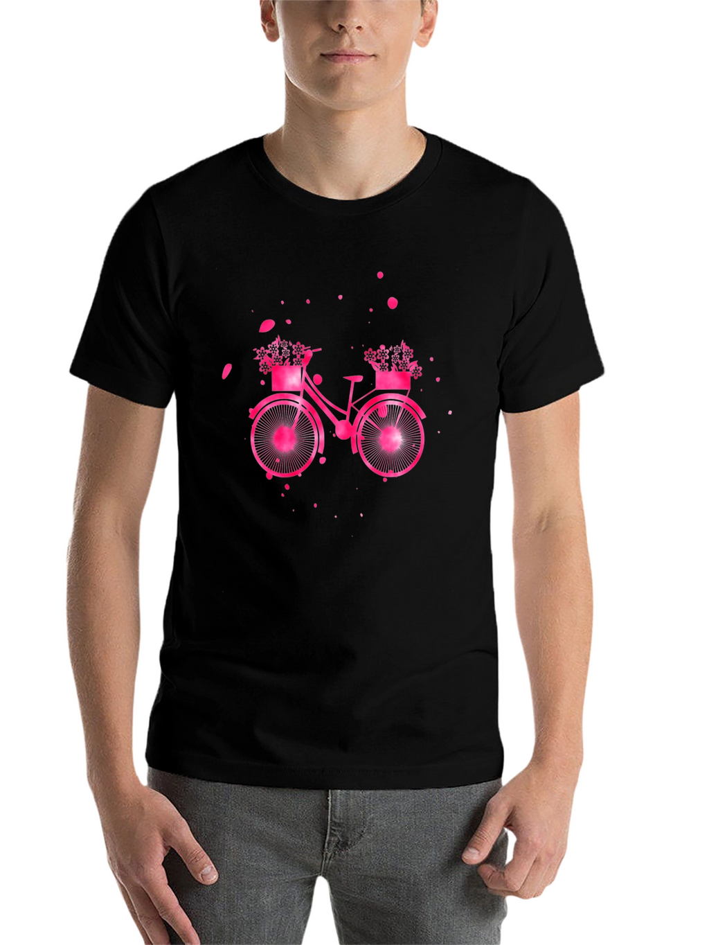 Pink Bicycle Graphic T-Shirt - Casual Wear