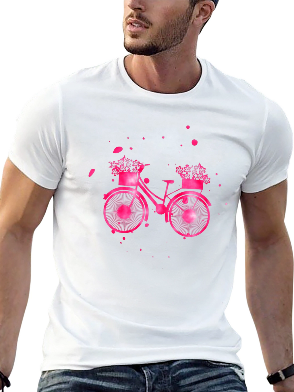 Pink Bicycle Graphic T-Shirt - Casual Wear