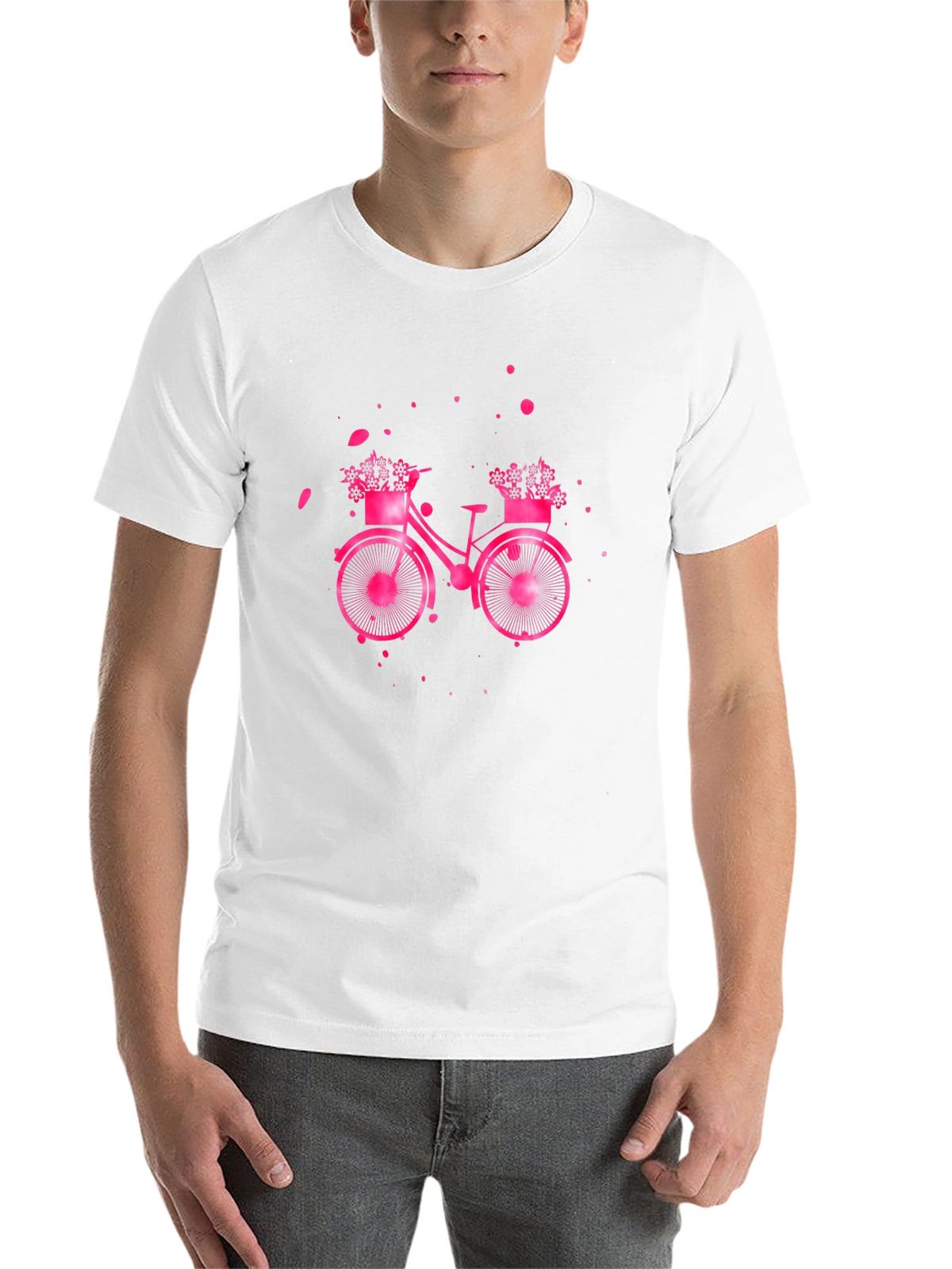 Pink Bicycle Graphic T-Shirt - Casual Wear