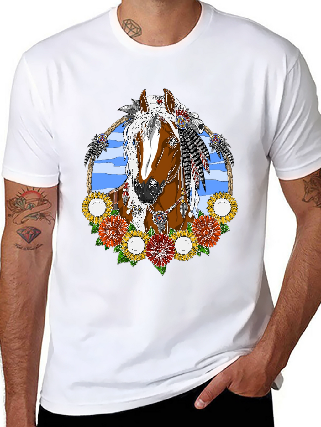 Horse and Flowers Graphic Tee