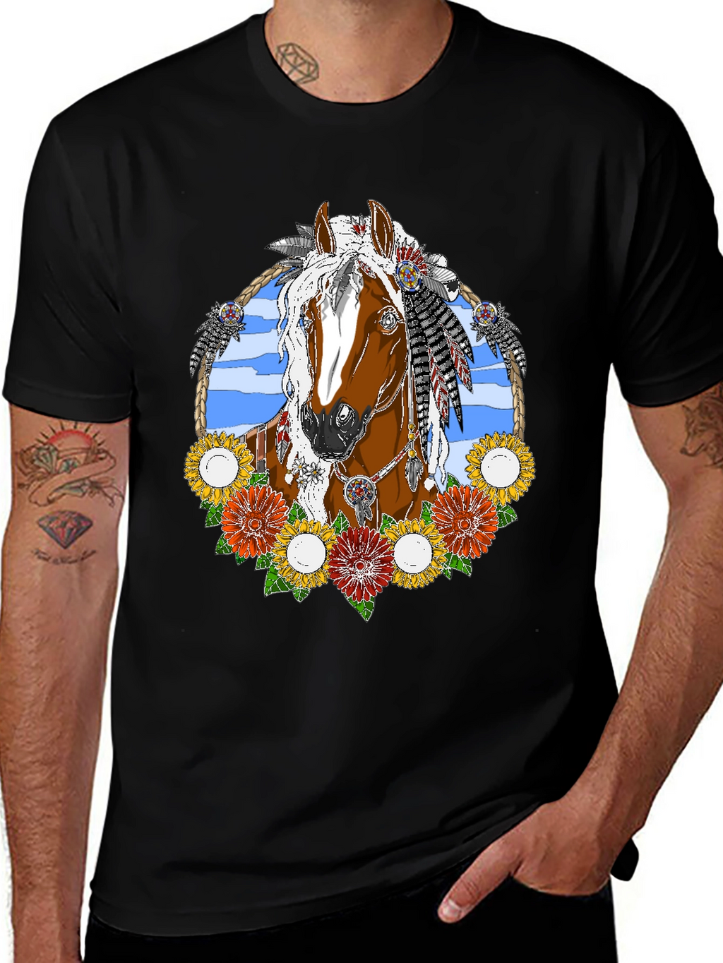 Horse and Flowers Graphic Tee