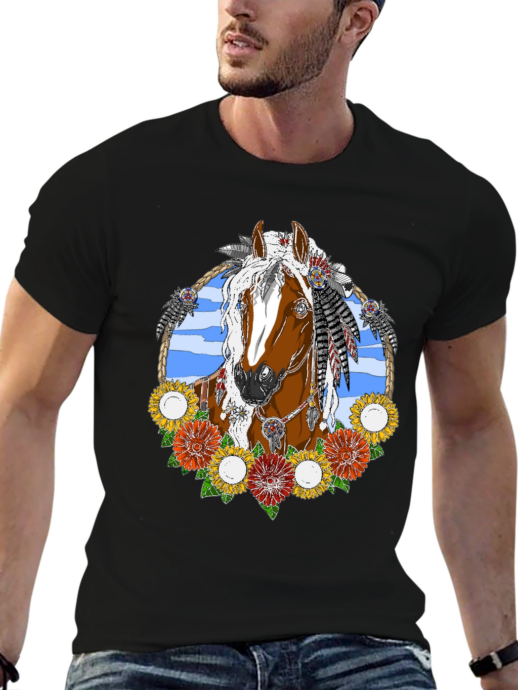 Horse and Flowers Graphic Tee