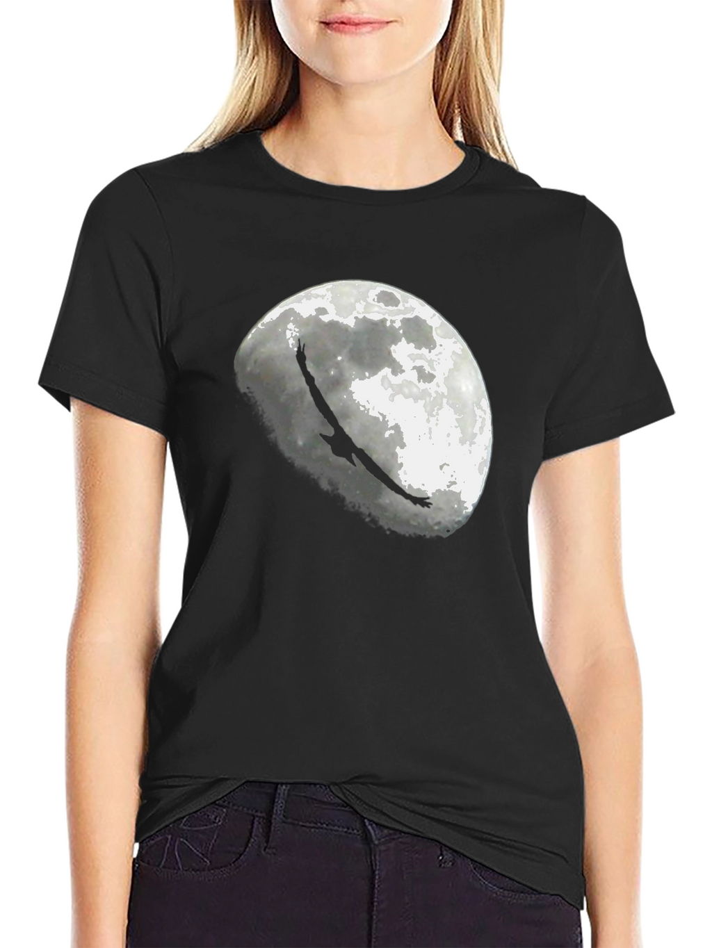Eagle Moon Graphic T-Shirt - Black