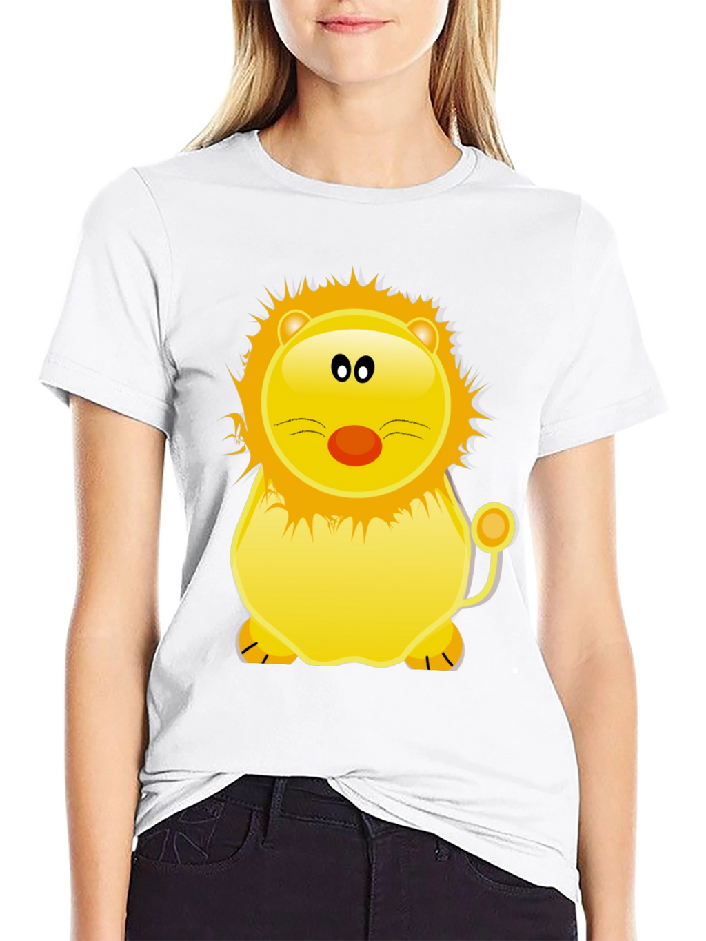 Cartoon Lion Graphic Tee - Black T-Shirt