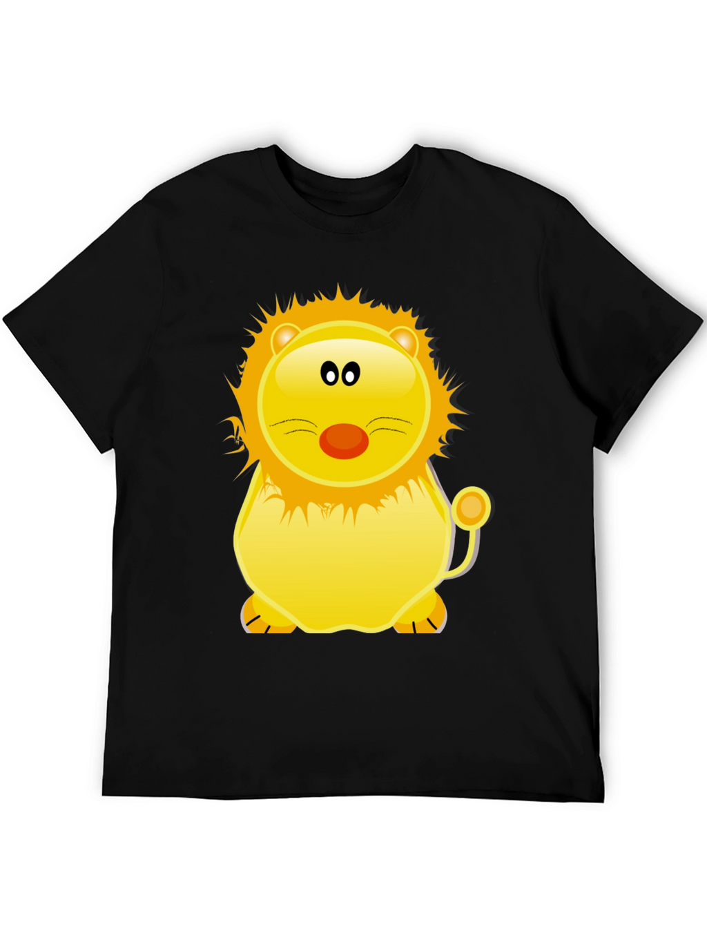 Cartoon Lion Graphic Tee - Black T-Shirt