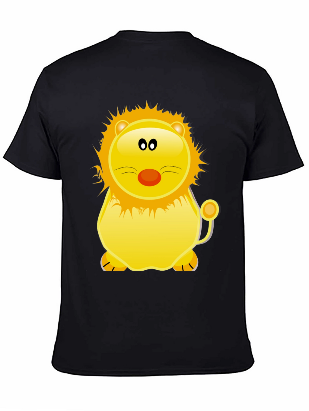 Cartoon Lion Graphic Tee - Black T-Shirt