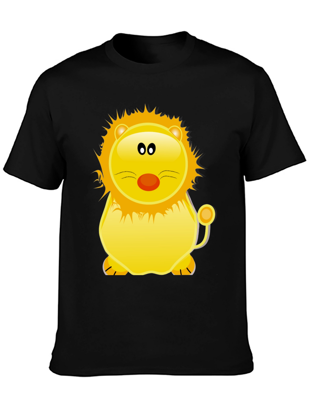 Cartoon Lion Graphic Tee - Black T-Shirt