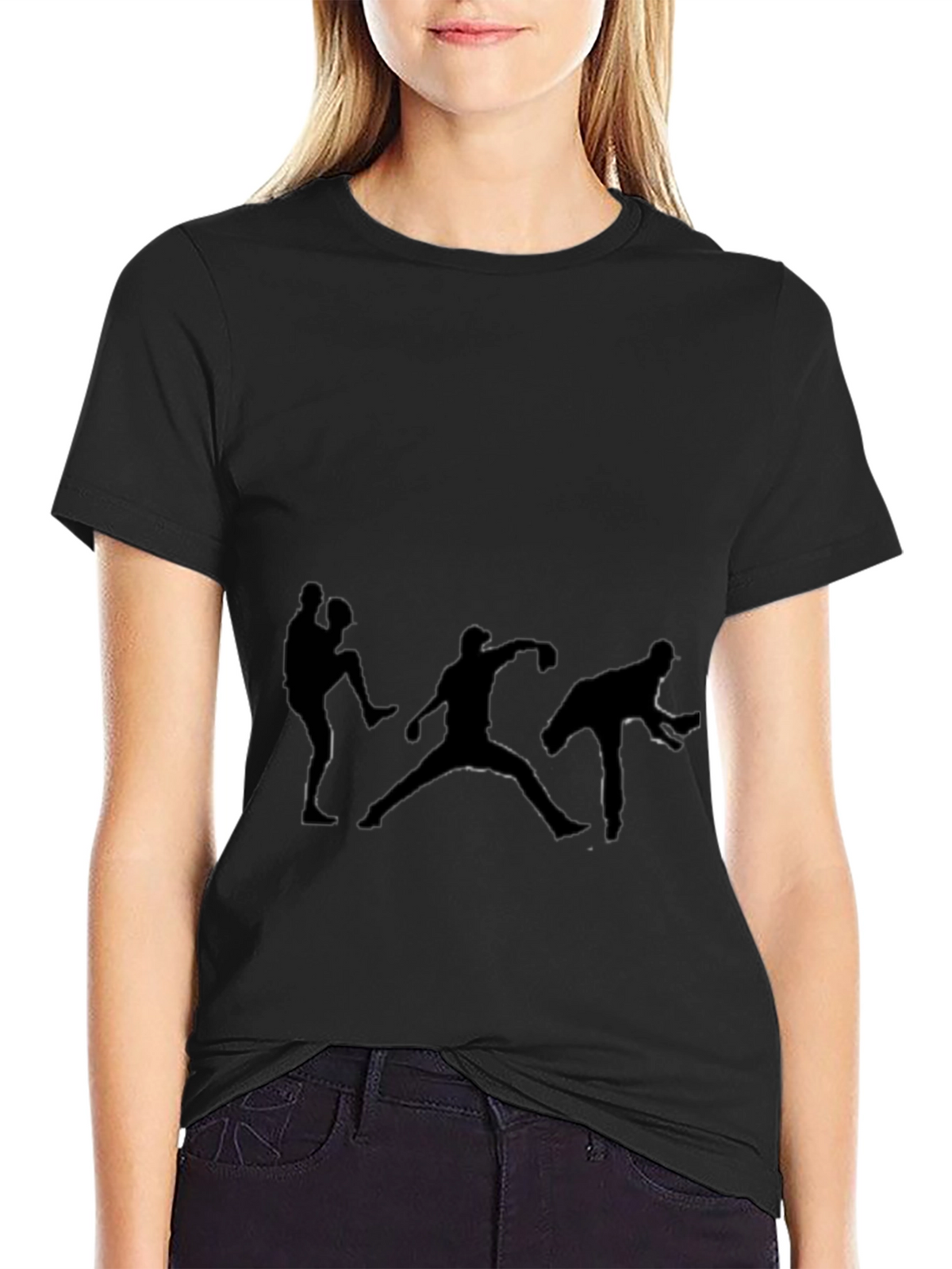 Baseball Player Silhouette Black T-Shirt