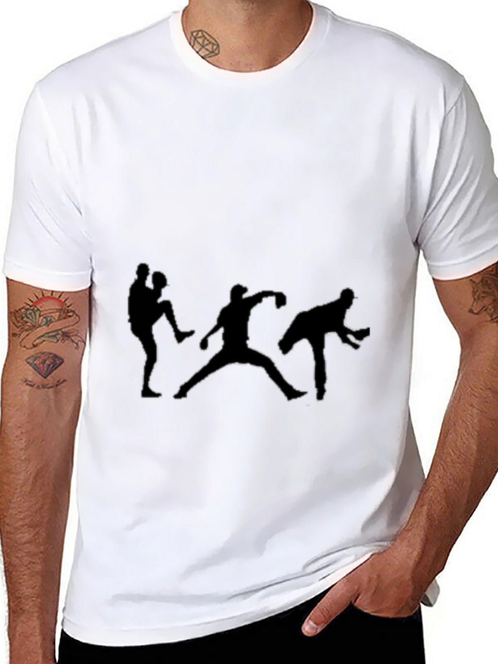 Baseball Player Silhouette Black T-Shirt