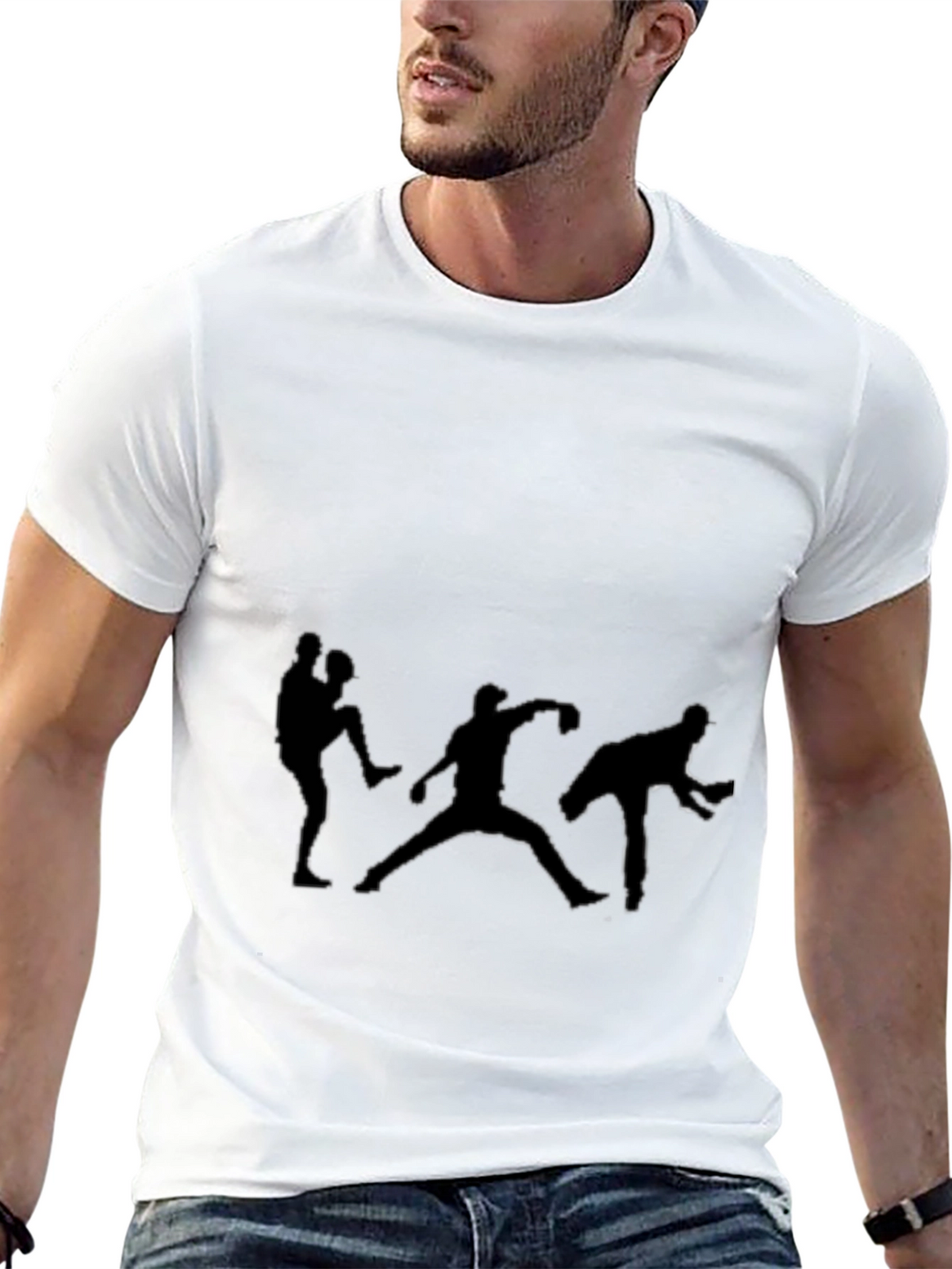 Baseball Player Silhouette Black T-Shirt