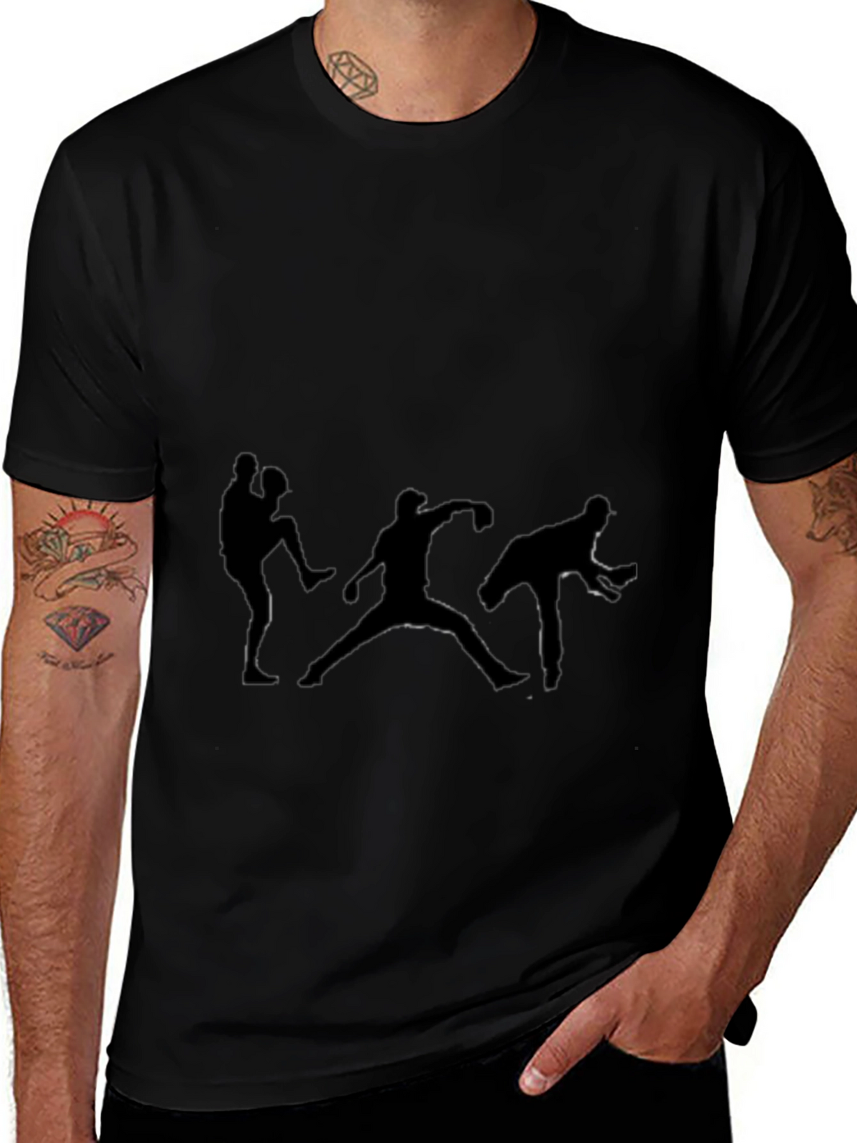 Baseball Player Silhouette Black T-Shirt