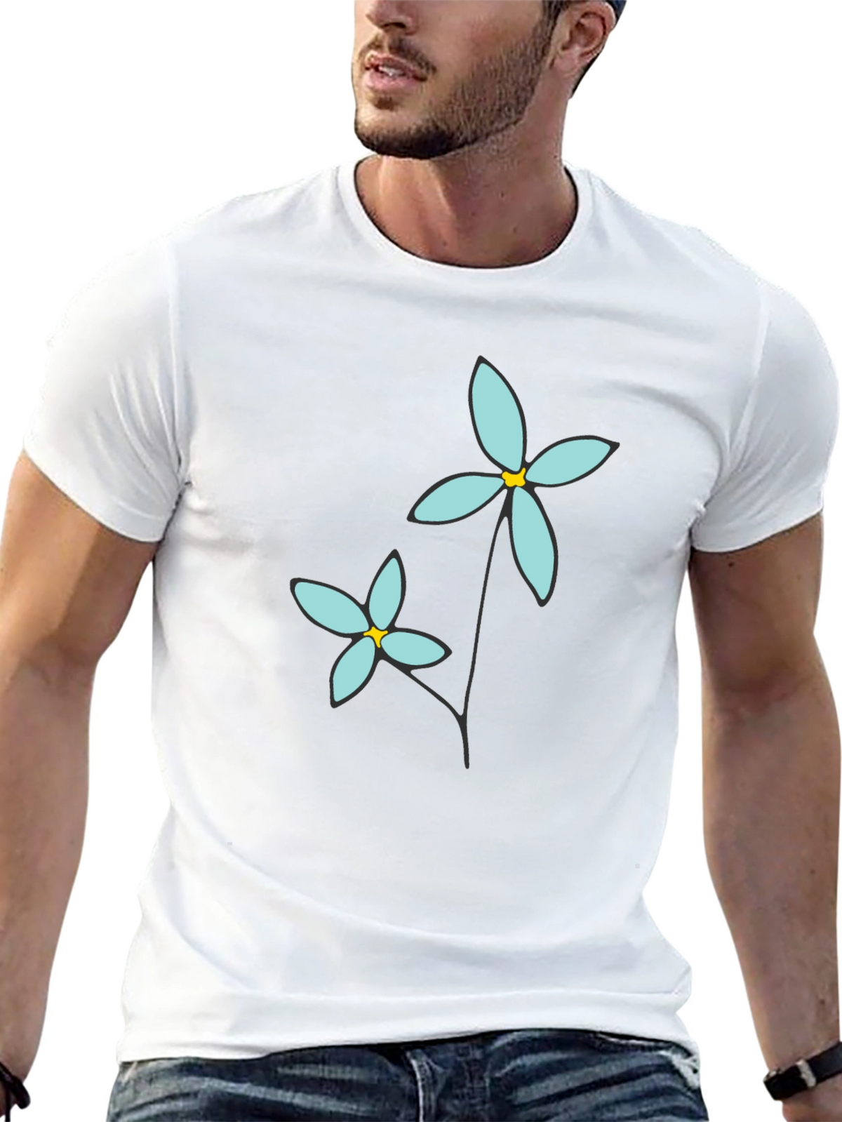 Floral Graphic Print Crew Neck T-Shirt