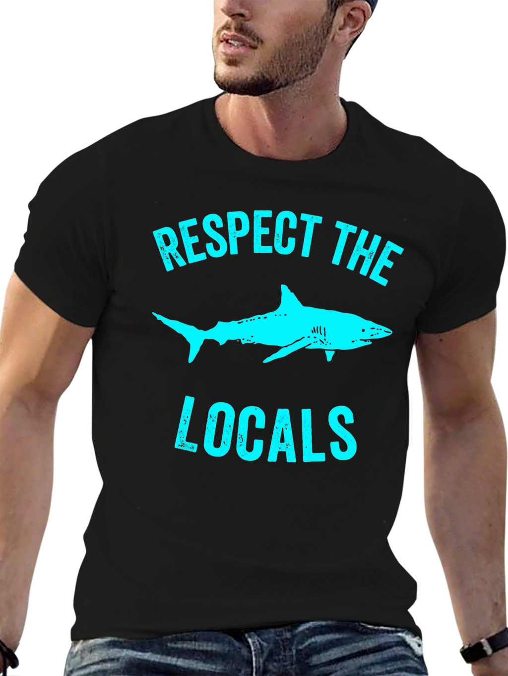 Respect the Locals Shark Graphic Tee - Black