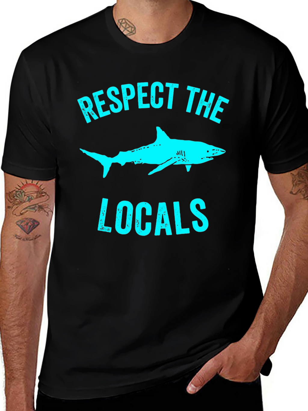 Respect the Locals Shark Graphic Tee - Black