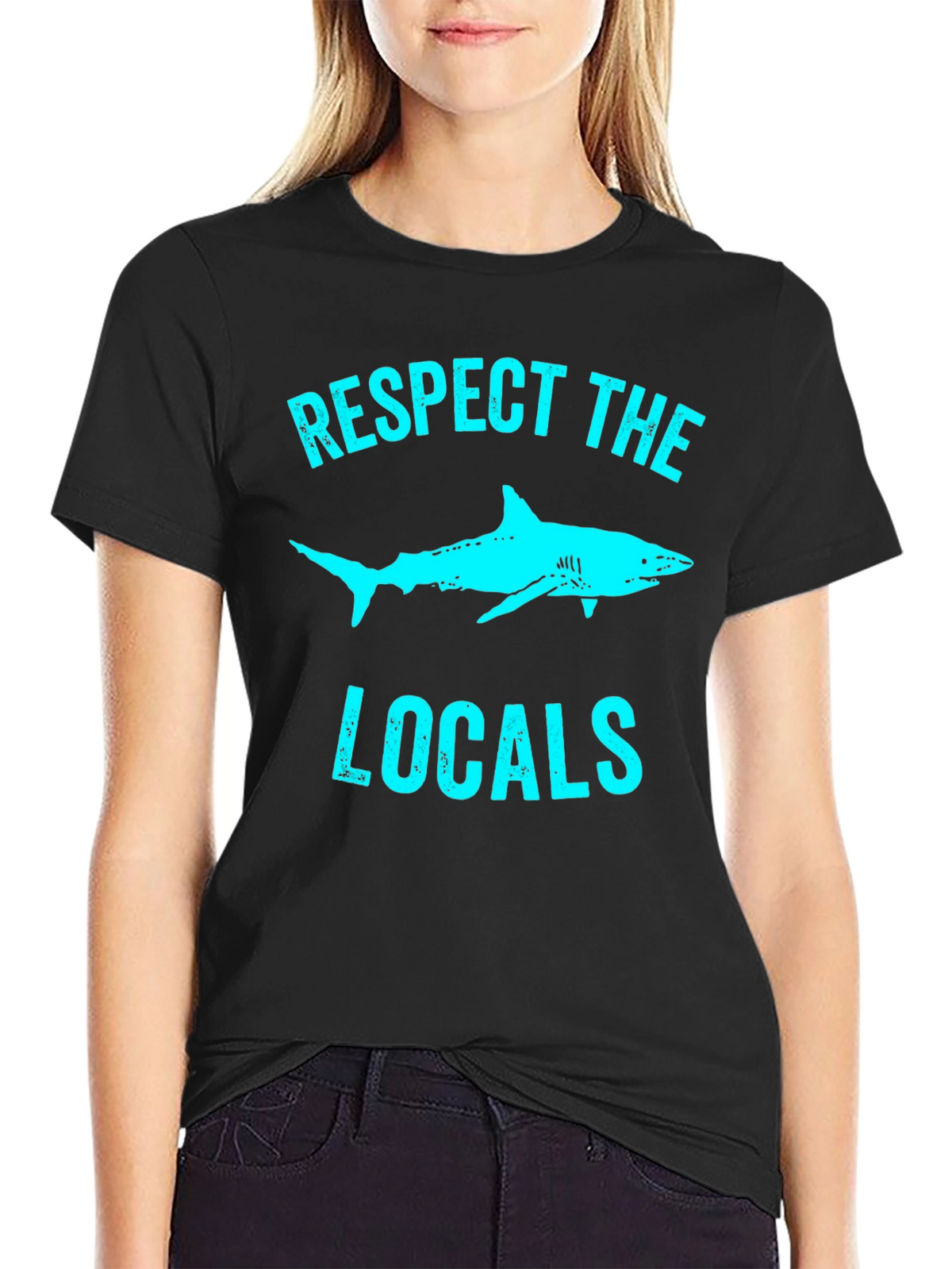 Respect the Locals Shark Graphic Tee - Black