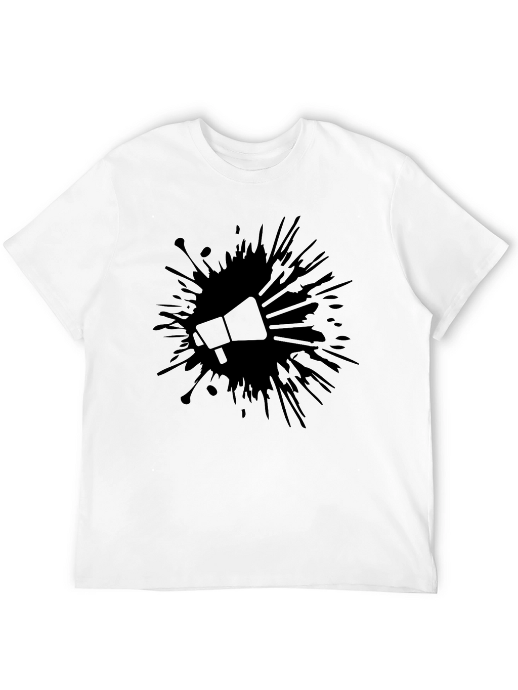 Bold Black Tee: Megaphone Splash Design