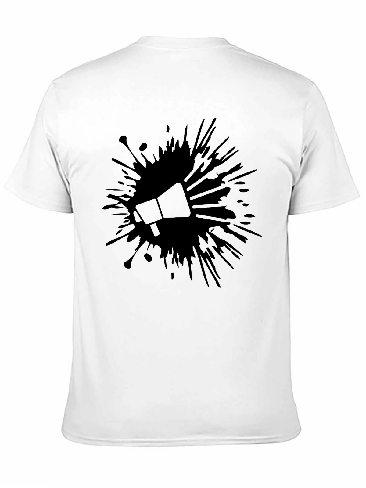 Bold Black Tee: Megaphone Splash Design