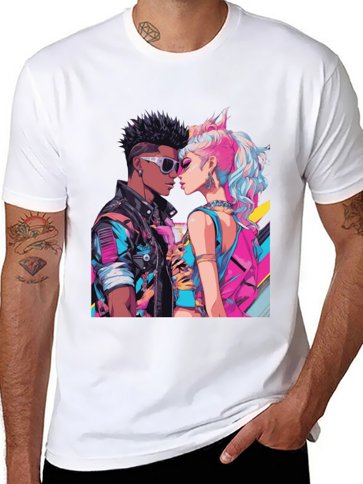 Retro Romance Graphic Tee - Cool Couple T-Shirt