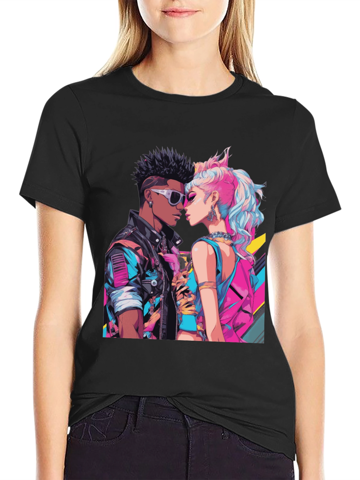 Retro Romance Graphic Tee - Cool Couple T-Shirt