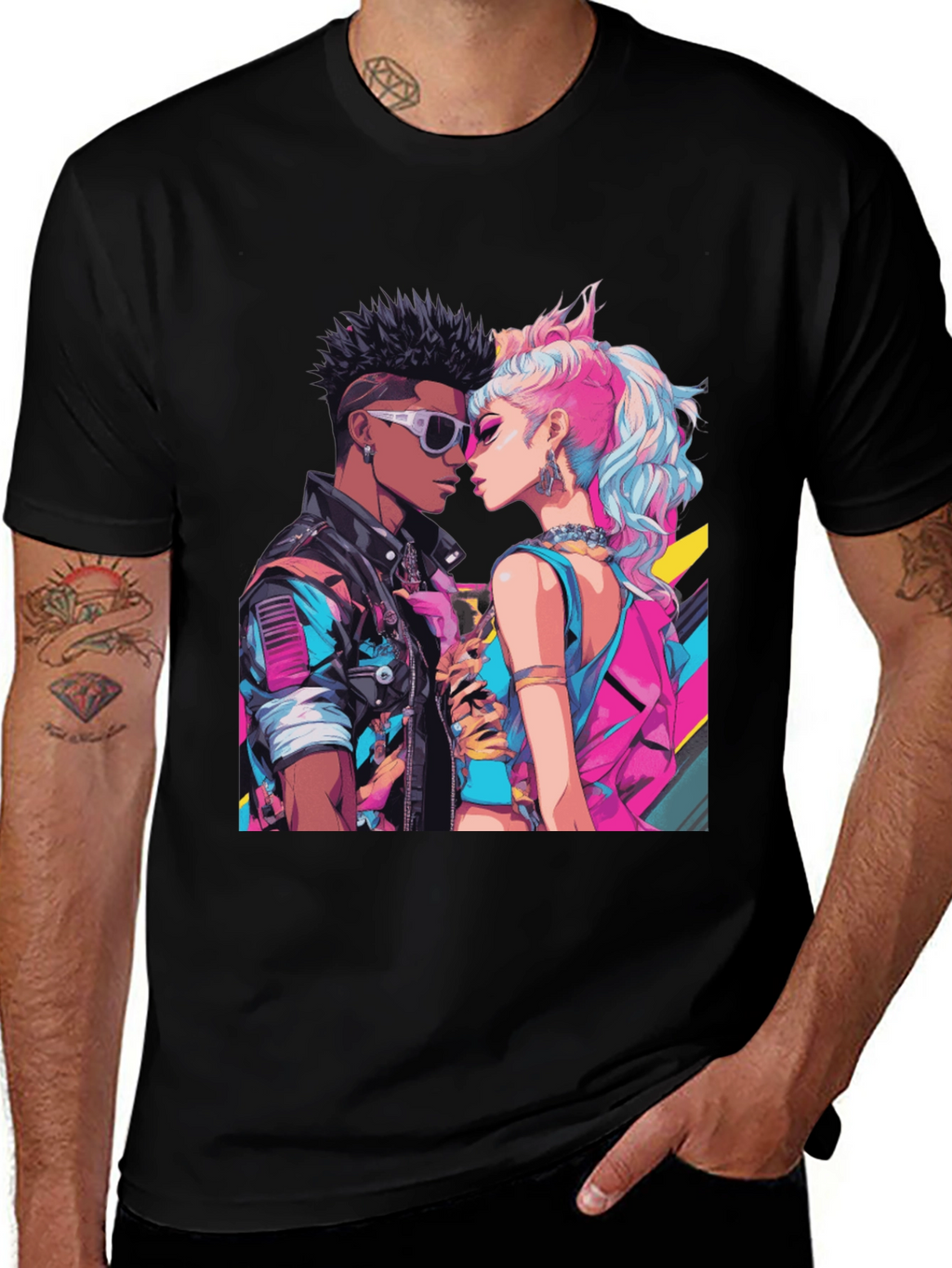 Retro Romance Graphic Tee - Cool Couple T-Shirt