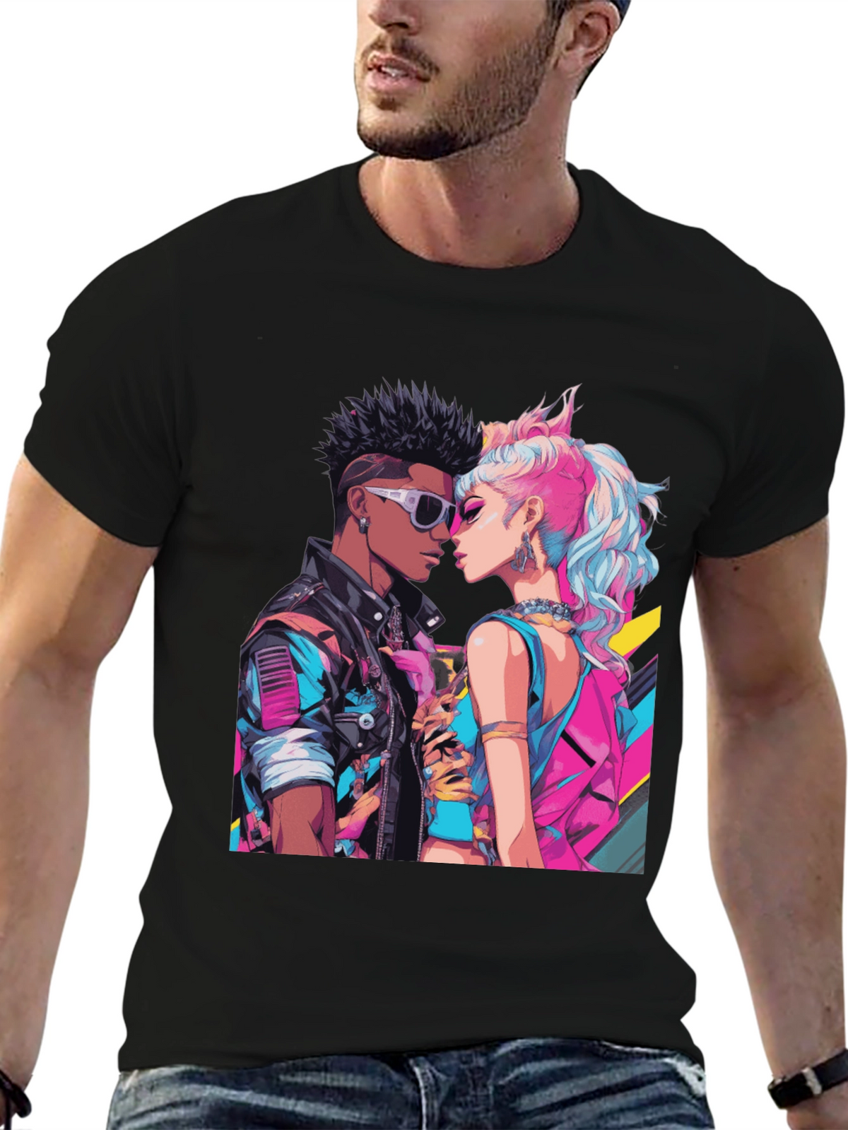 Retro Romance Graphic Tee - Cool Couple T-Shirt