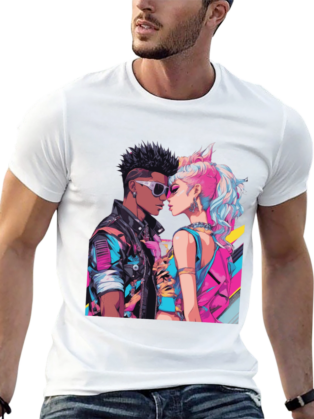 Retro Romance Graphic Tee - Cool Couple T-Shirt