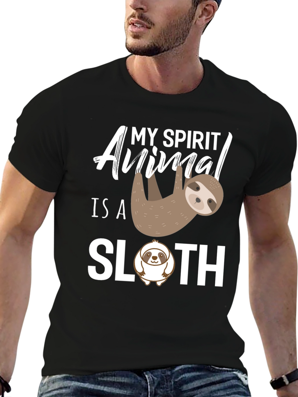 My Spirit Animal is a Sloth Black T-Shirt