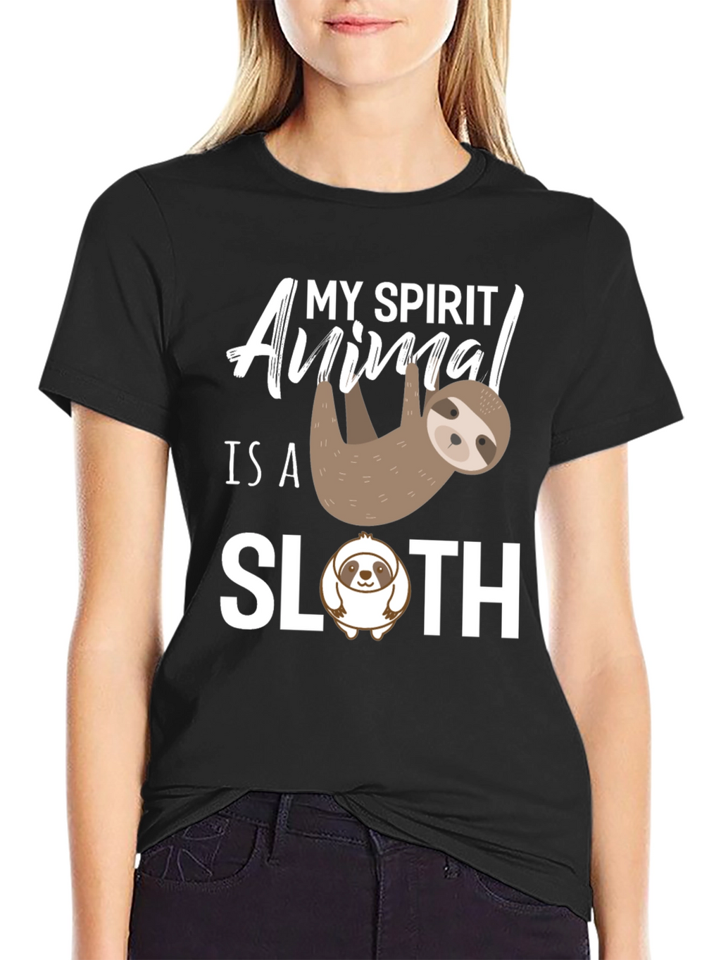 My Spirit Animal is a Sloth Black T-Shirt