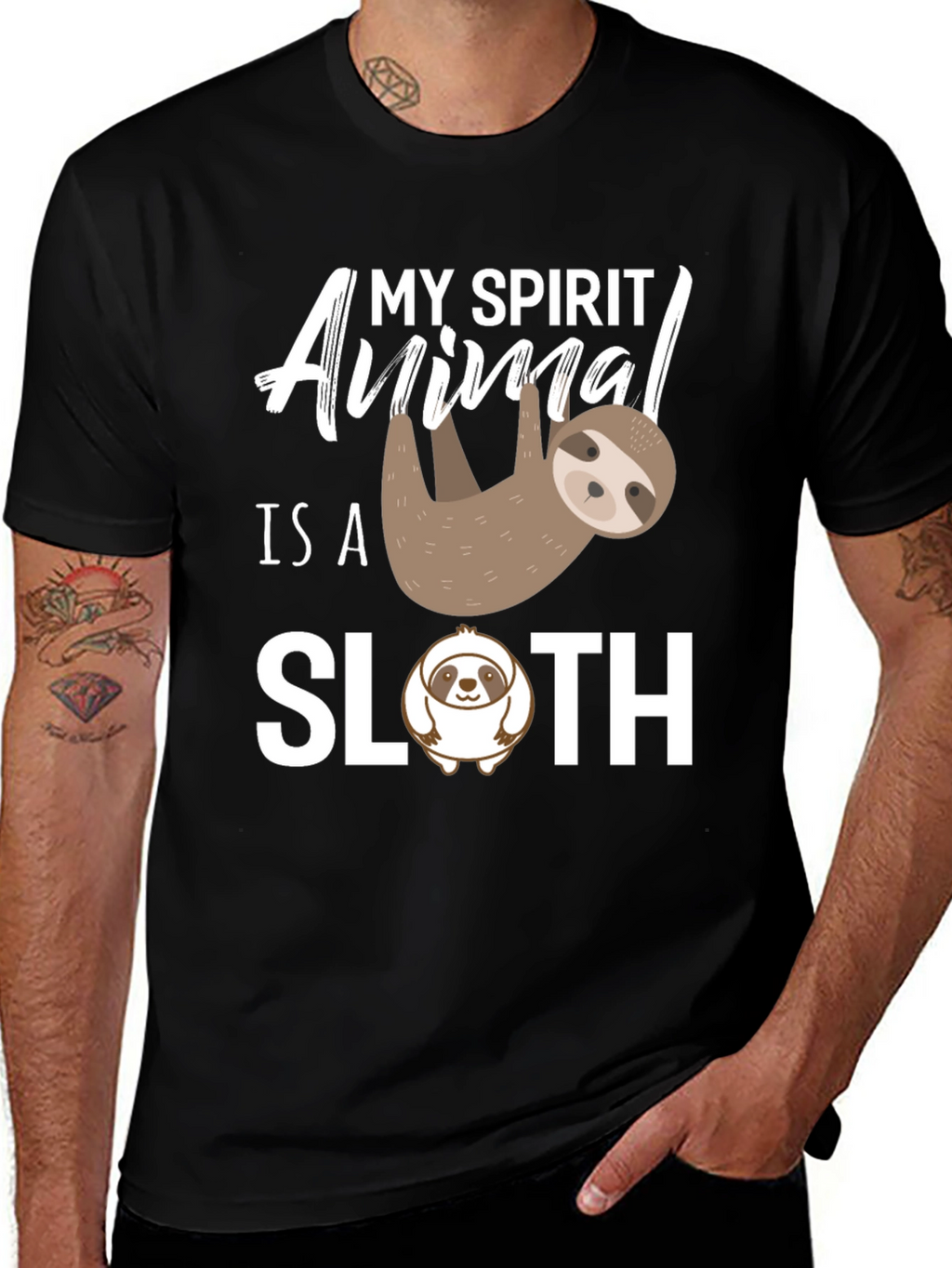 My Spirit Animal is a Sloth Black T-Shirt