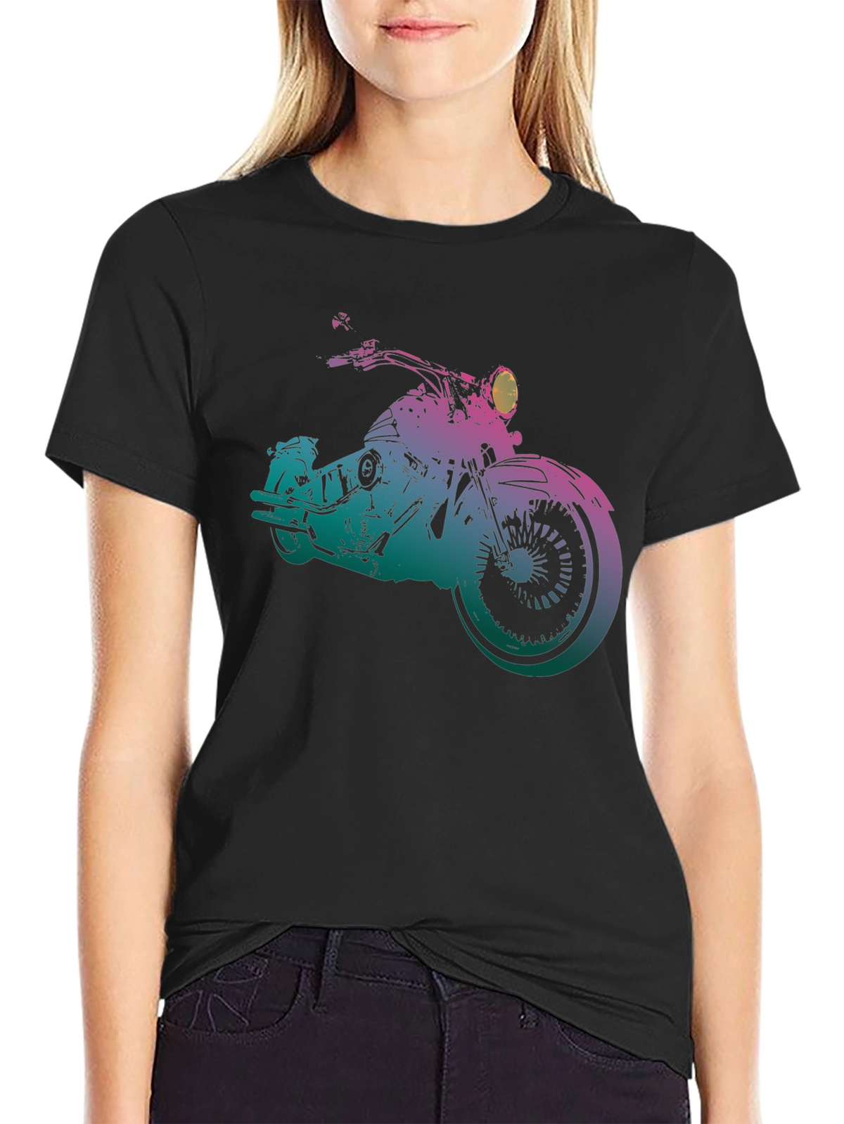 Motorcycle Graphic Tee - Gradient Bike Design