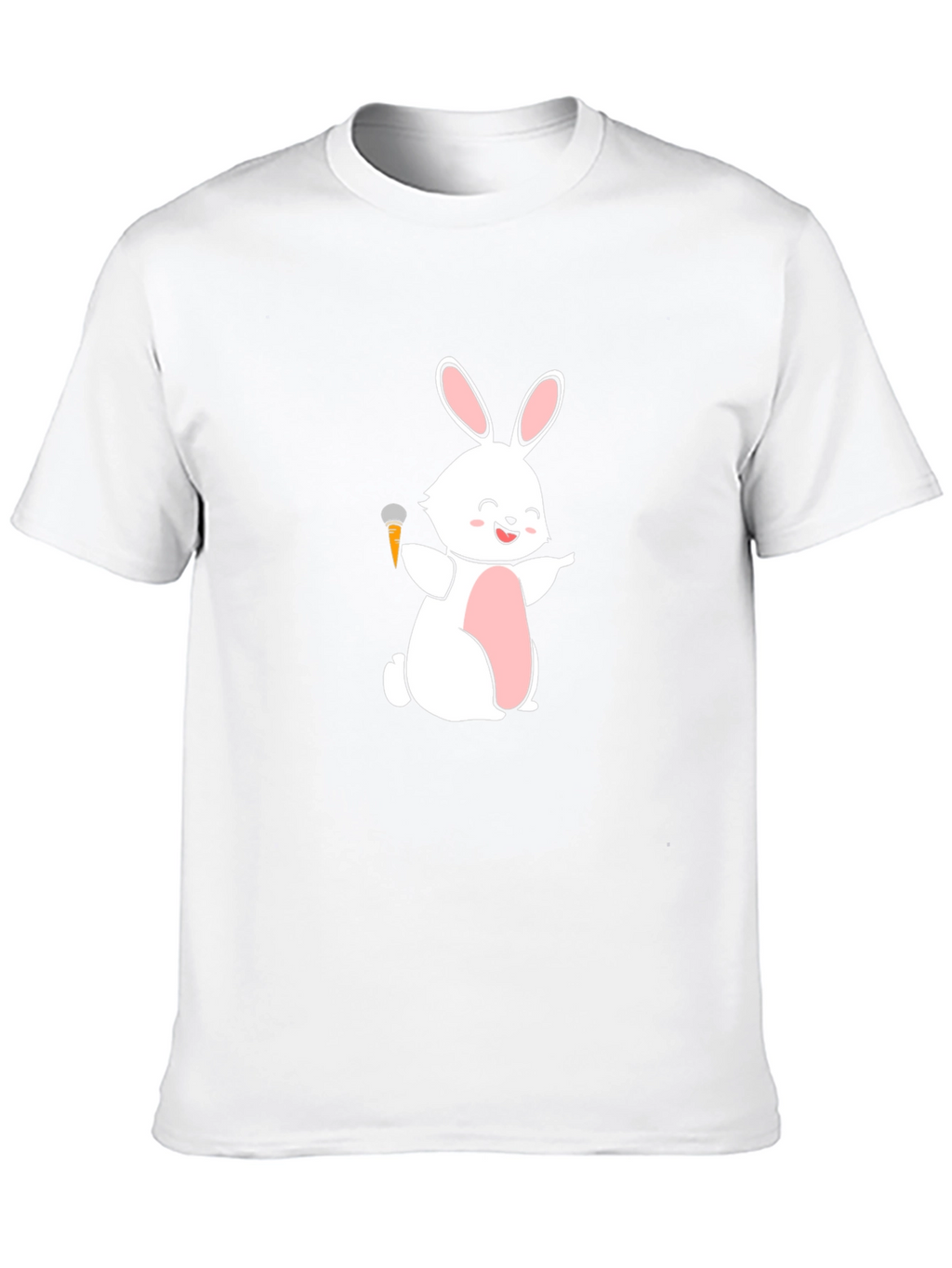 Funny Bunny Carrot Mic Graphic Tee - Black