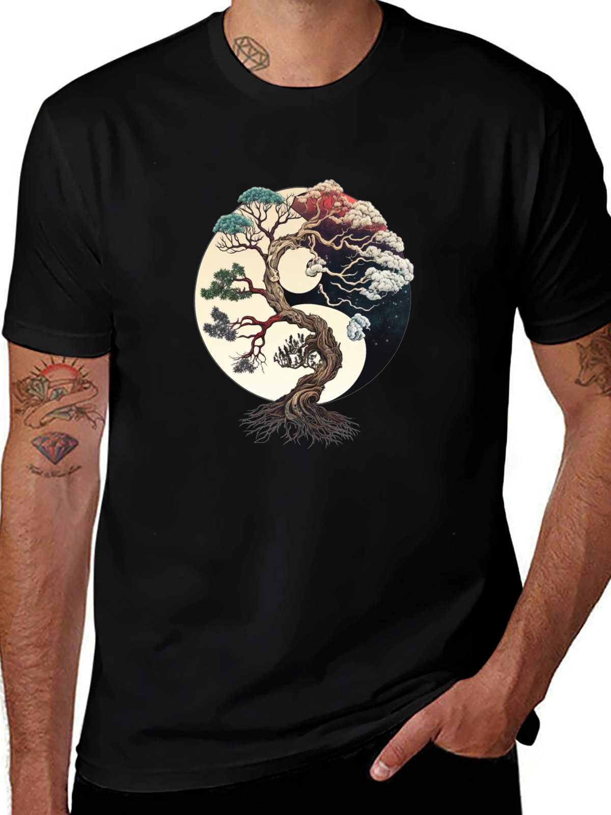 Yin Yang Tree Graphic Tee - Harmony & Balance