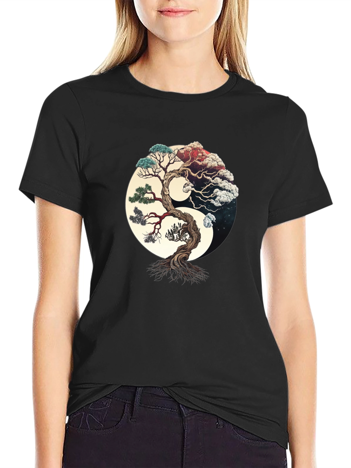 Yin Yang Tree Graphic Tee - Harmony & Balance