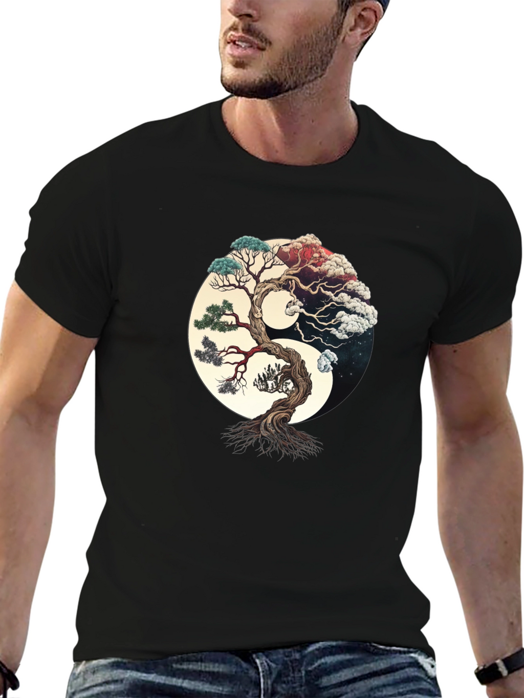 Yin Yang Tree Graphic Tee - Harmony & Balance