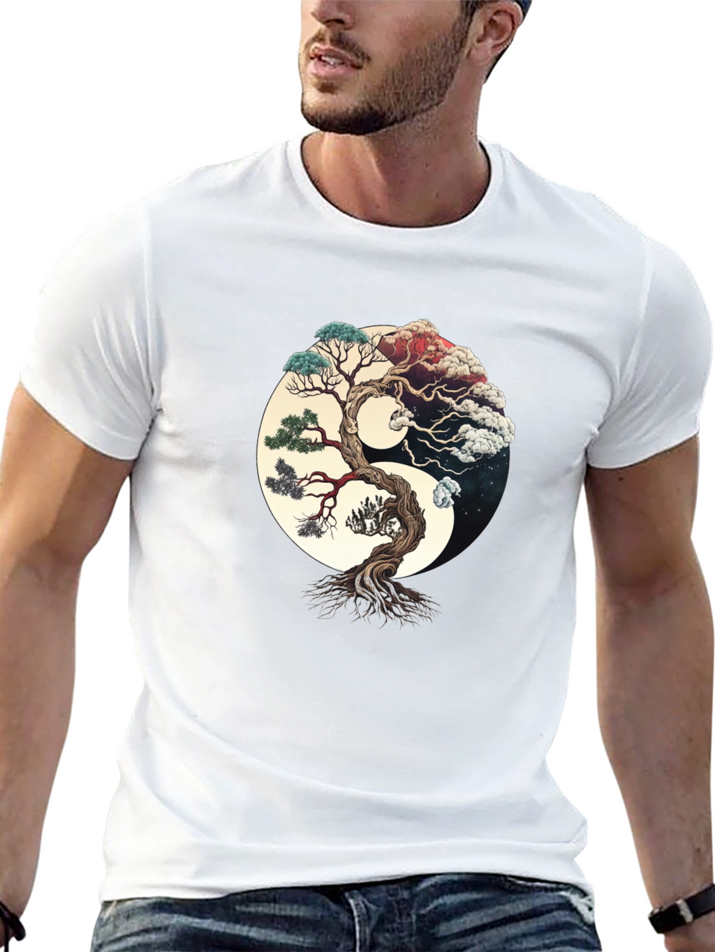 Yin Yang Tree Graphic Tee - Harmony & Balance